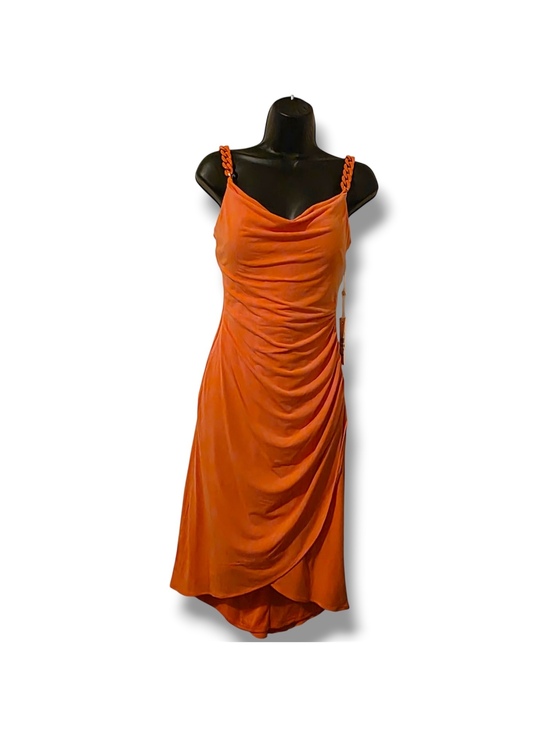 Dresses & Skirts - Siena Women's Coral Size: 0 Chain-Trim Midi Bodycon Dress